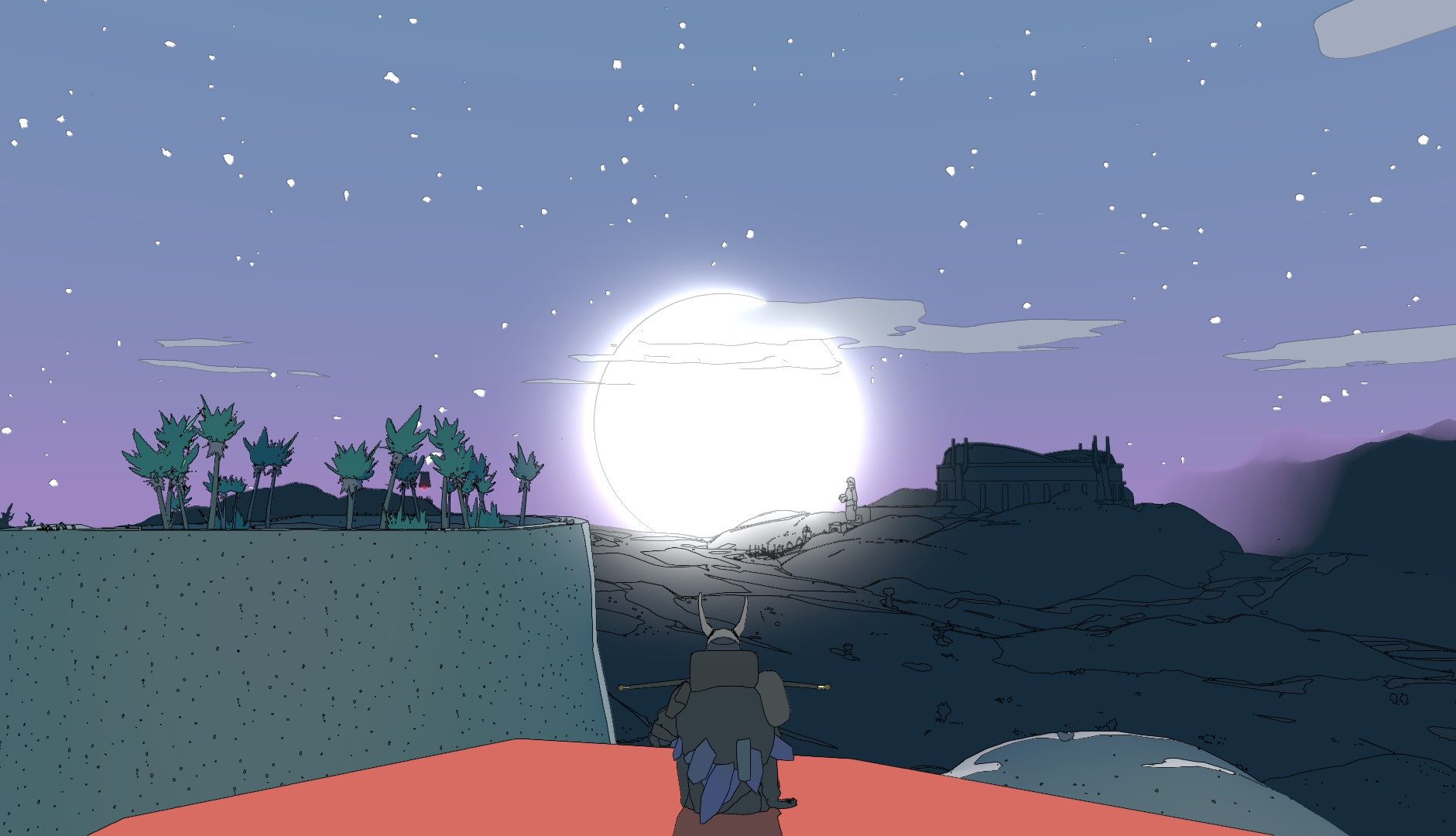 Sable observa cómo se asoma la luna detrás de las dunas